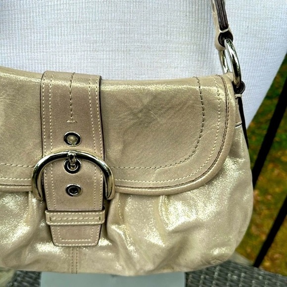 COACH F15204 Champagne Metallic Shimmer Tote Shoulder Bag - Picture 6 of 13